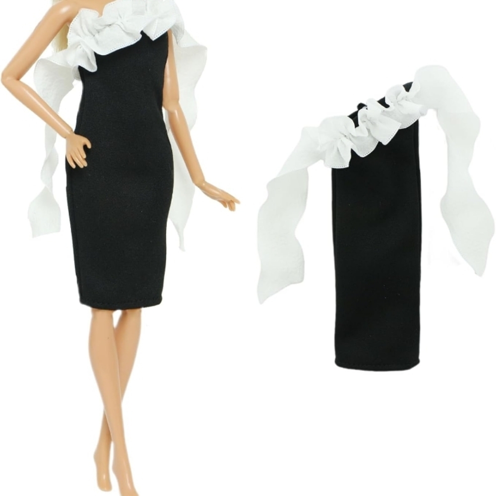 Elegant Black and White Ruffle Dress